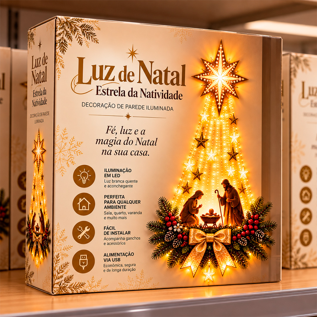 Estrela Sagrada de Natal – Presépio Iluminado de Parede